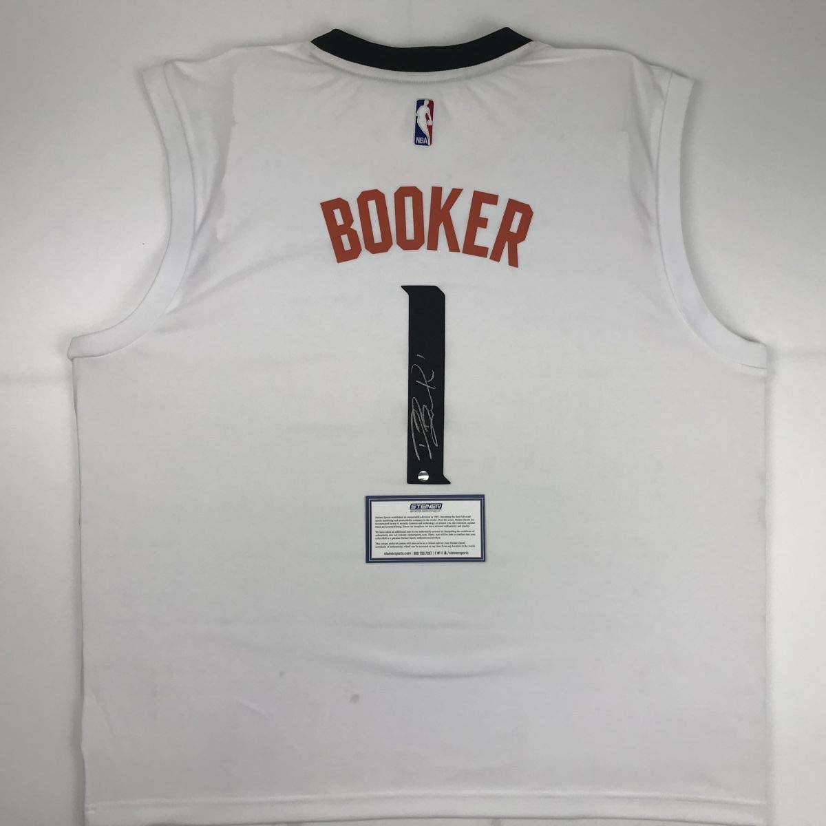 Autographed/Signed Devin Booker Phoenix White Basketball Jersey Steiner Sports COA