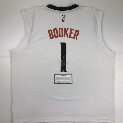 Autographed/Signed Devin Booker Phoenix White Basketball Jersey Steiner Sports COA