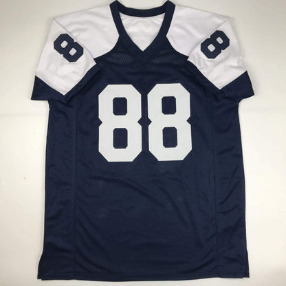 Autographed/Signed Michael Irvin Dallas HOF 2007 Thanksgiving Day Blue Football Jersey Beckett BAS COA