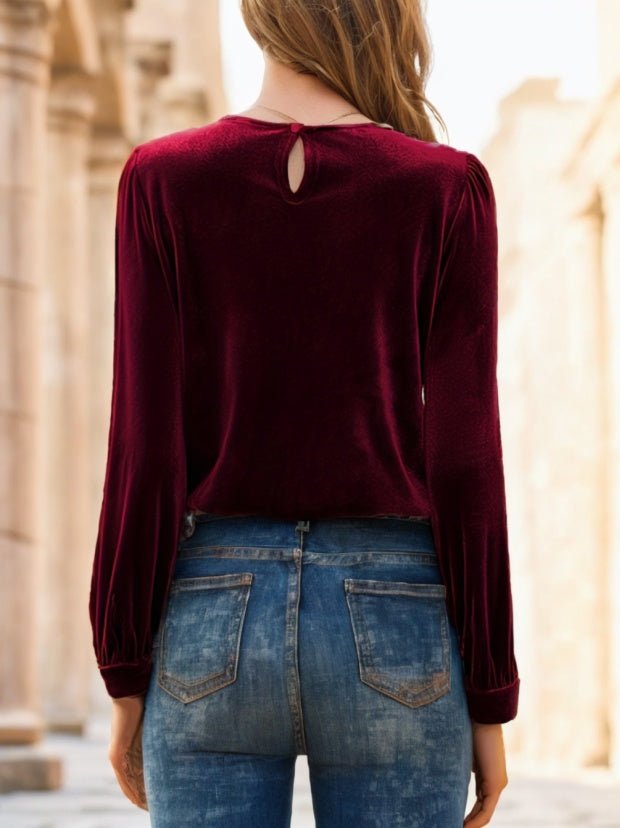 Velvet Elegance – Long Sleeve Blouse