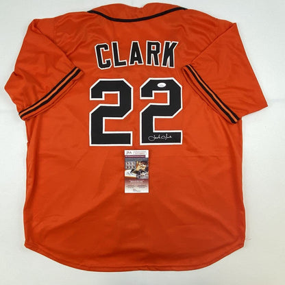 Autographed/Signed Jack Clark San Francisco Orange Baseball Jersey JSA COA