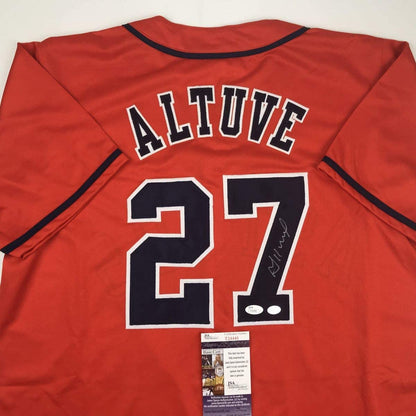 Autographed/Signed Jose Altuve Houston Orange Baseball Jersey JSA COA