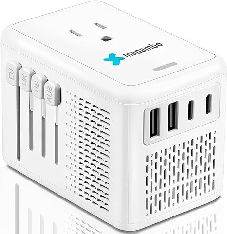 220V to 110V Voltage Converter US to Europe for Hair Dryer with 2 USB Port 2 USB C International European Universal Travel Adapter Worldwide Step Down Power Converter Plug Combo