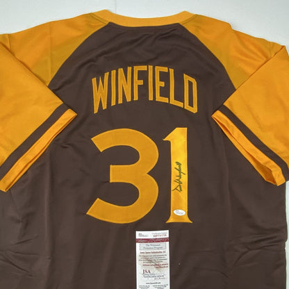 Autographed/Signed Dave Winfield San Diego Brown Retro Baseball Jersey JSA COA