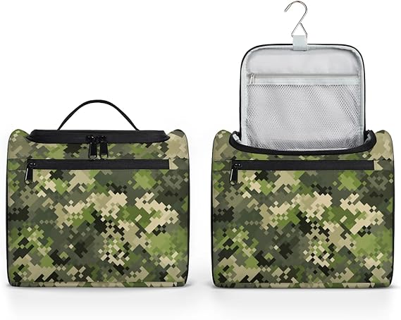 Hanging Toiletry Bag, Women Man Large Capacity Make up Bag, Lightweight Waterproof Cosmetic Bag, Camouflage Compact Travel Bag with Divider, Present for Mother Father Friend