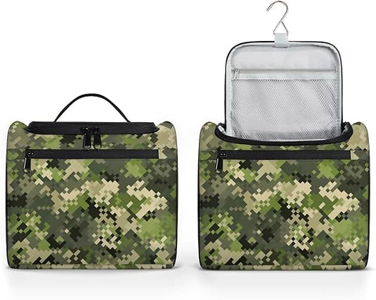 Hanging Toiletry Bag, Women Man Large Capacity Make up Bag, Lightweight Waterproof Cosmetic Bag, Camouflage Compact Travel Bag with Divider, Present for Mother Father Friend