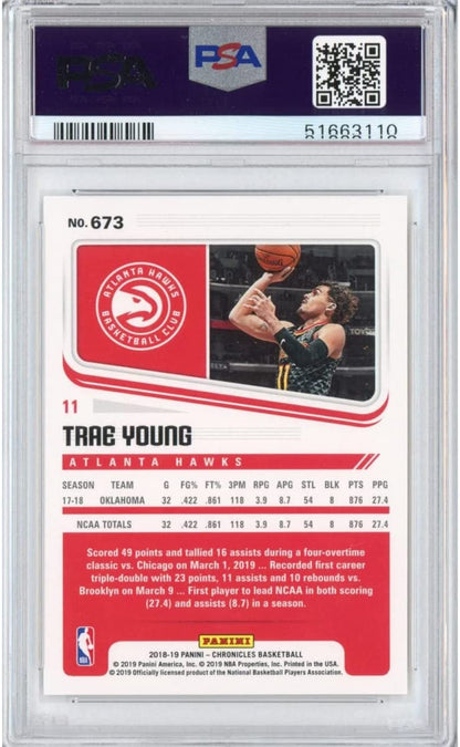 Graded 2018-19 Panini Chronicles Trae Young #673 Rookie RC Basketball Card PSA 10 Gem Mint