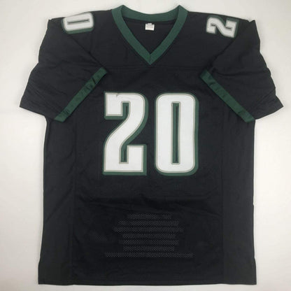 Autographed/Signed Brian Dawkins Philadelphia Black Stat Football Jersey JSA COA