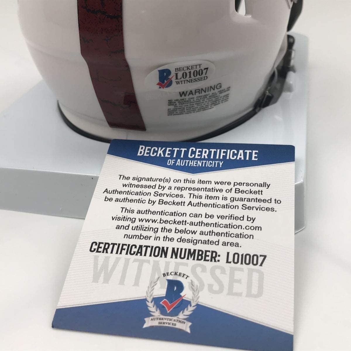 Autographed/Signed Baker Mayfield Oklahoma Sooners Mini College Football Helmet Beckett BAS COA