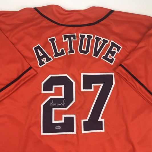 Autographed/Signed Jose Altuve Houston Orange Baseball Jersey GTSM COA Holo Only