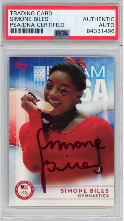 Autographed/Signed 2016 Topps Simone Biles #38 Olympic Rookie RC Auto Trading Card PSA/DNA COA