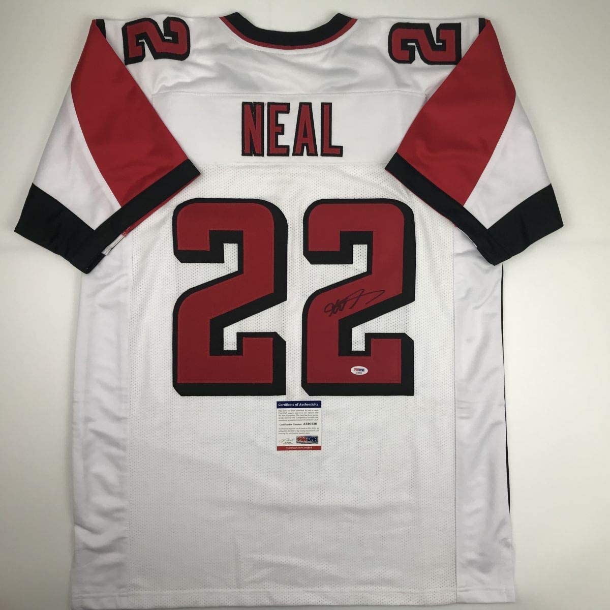 Autographed/Signed Keanu Neal Atlanta White Football Jersey PSA/DNA COA