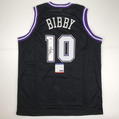 Autographed/Signed Mike Bibby Sacramento Black Basketball Jersey PSA/DNA COA