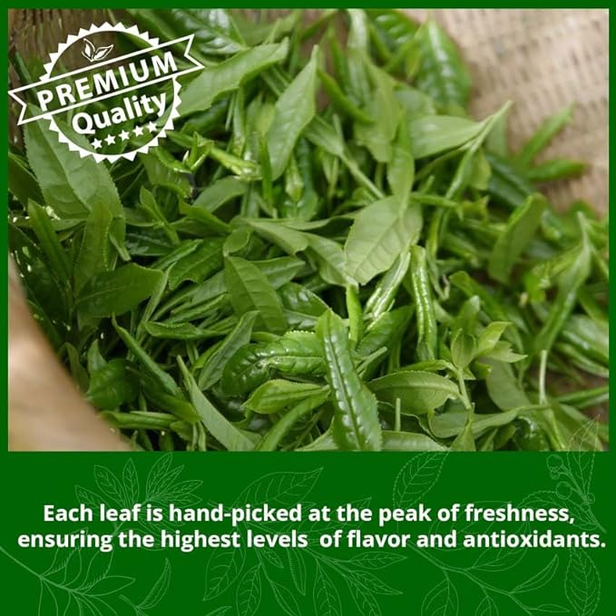 Akshit 75 Green Tea Bags, 100% Pure Green Leaf Tea, Green Tea (té verde), Caffeine-Free, Relaxing Tea, Non-Gmo, Brew Hot or Iced Tea.