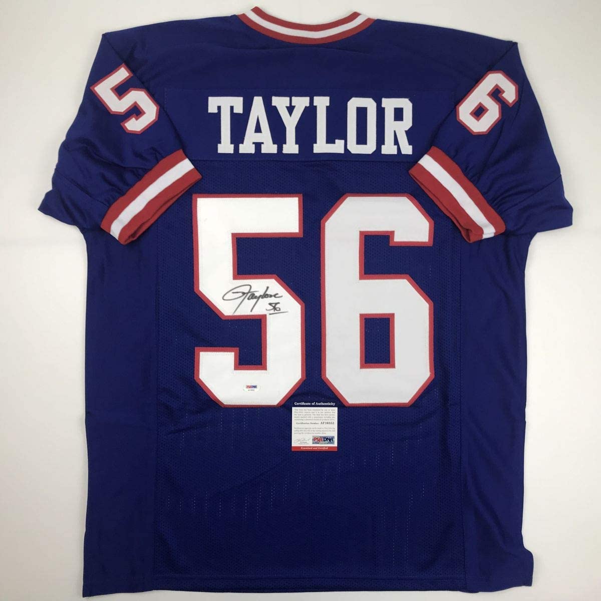 Autographed/Signed Lawrence Taylor New York Blue Football Jersey PSA/DNA COA