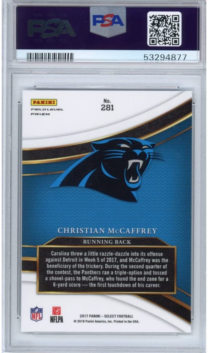 Graded 2017 Panini Select Christian McCaffrey #281 Rookie RC Football Card PSA 10 Gem Mint