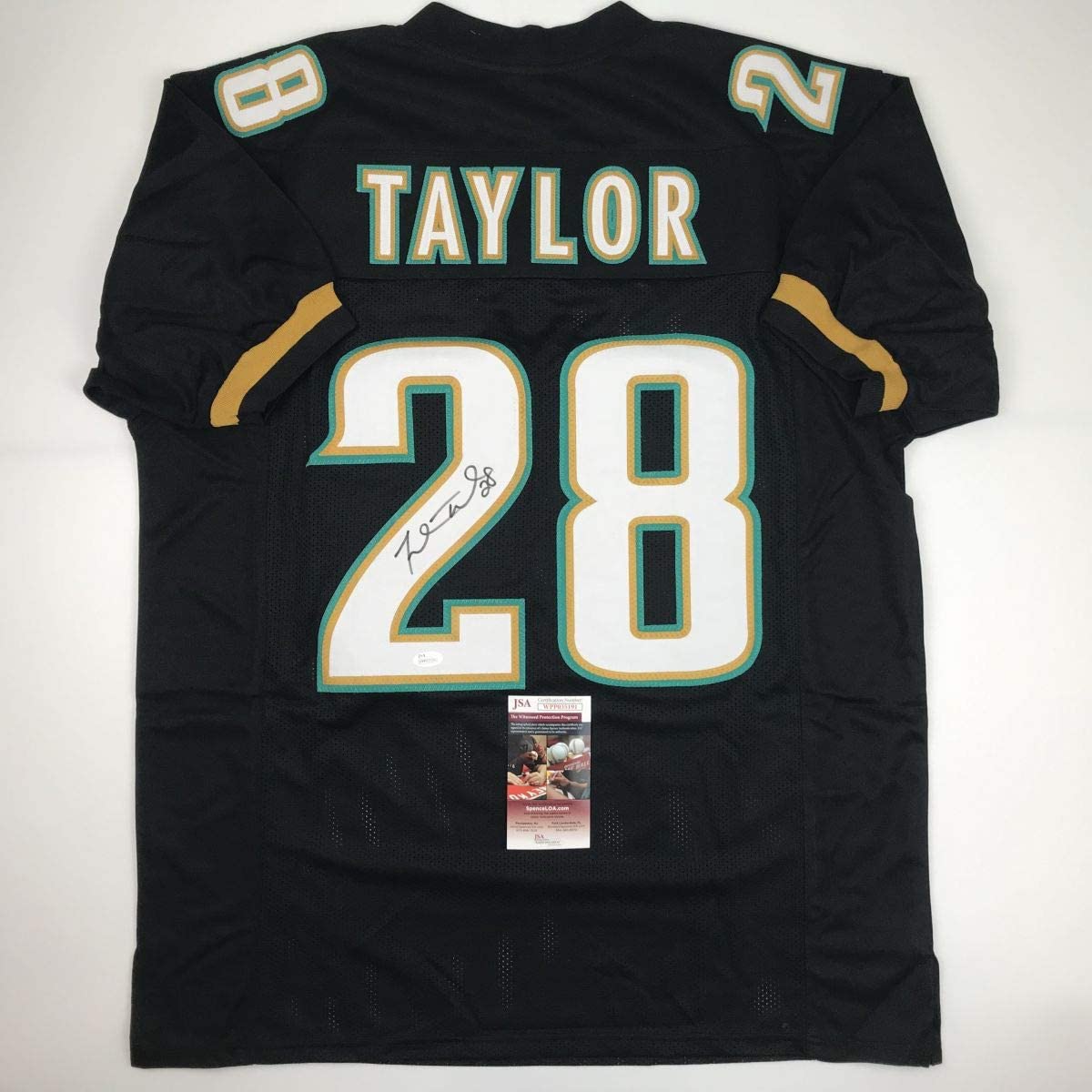 Autographed/Signed Fred Taylor Jacksonville Black Football Jersey JSA COA