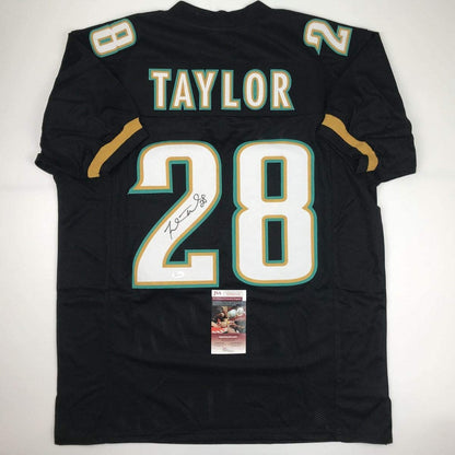 Autographed/Signed Fred Taylor Jacksonville Black Football Jersey JSA COA