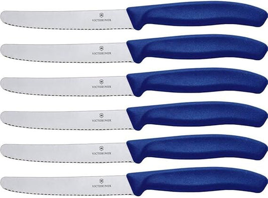 Victorinox Swiss Classic Tomato and Table Set, 6 Pieces Paring Knife, Set of 6, Blue (6.7832.6)