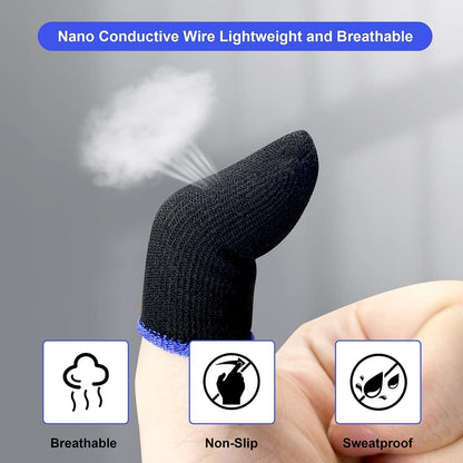 50 Pieces Finger Sleeves for Gaming, Thumb Sleeves Mobile Gaming Controller, Anti-Sweat Breathable Seamless Touchscreen Thumb Cover for PUBG, League of Legend, Rules of Survival, Knives Out, Fortnine