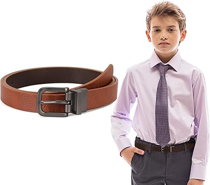 SUOSDEY Kids Reversible Belts for Boys Back to school Classic Casual Children Leather Belt for School Uniform Jeans