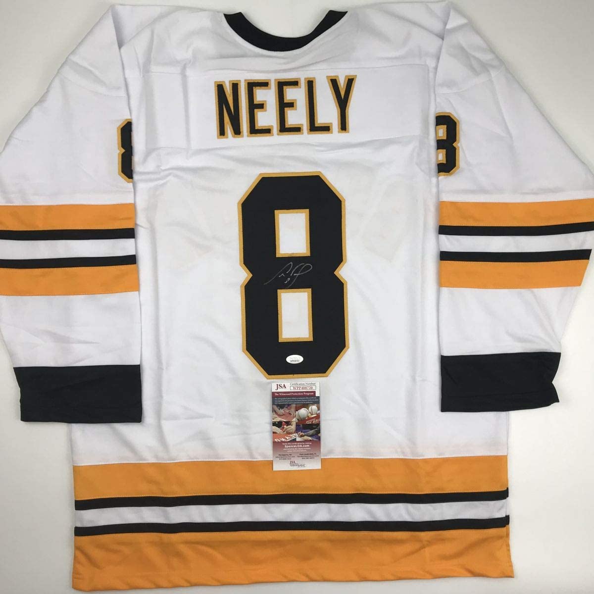 Autographed/Signed Cam Neely Boston White Hockey Jersey JSA COA
