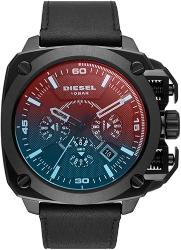 Diesel DZ7448 Black Dial Black Leather Strap BAMF Chronograph Men's 57mm Watch