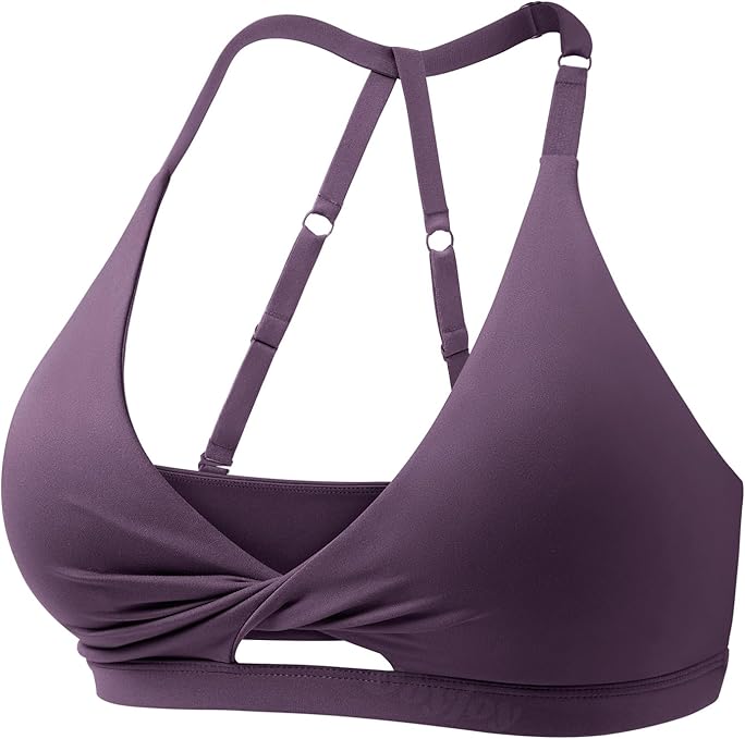 VOYJOY Workout Sports Bras for Women Padded Backless Strappy Fitness Wireless Gym Medium Impact Bra Yoga Crop Top