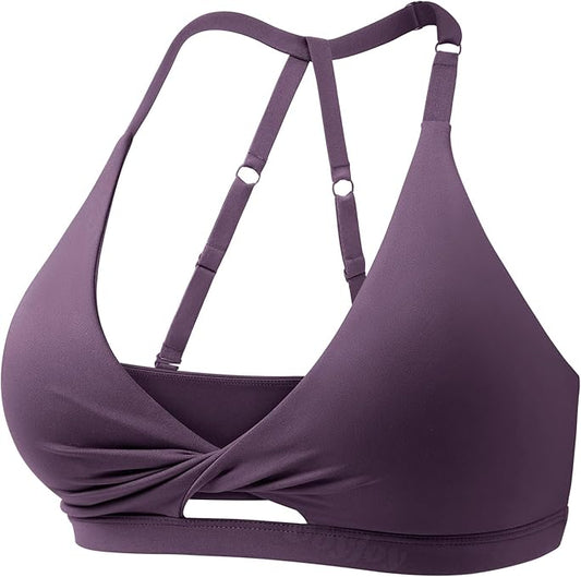 VOYJOY Workout Sports Bras for Women Padded Backless Strappy Fitness Wireless Gym Medium Impact Bra Yoga Crop Top