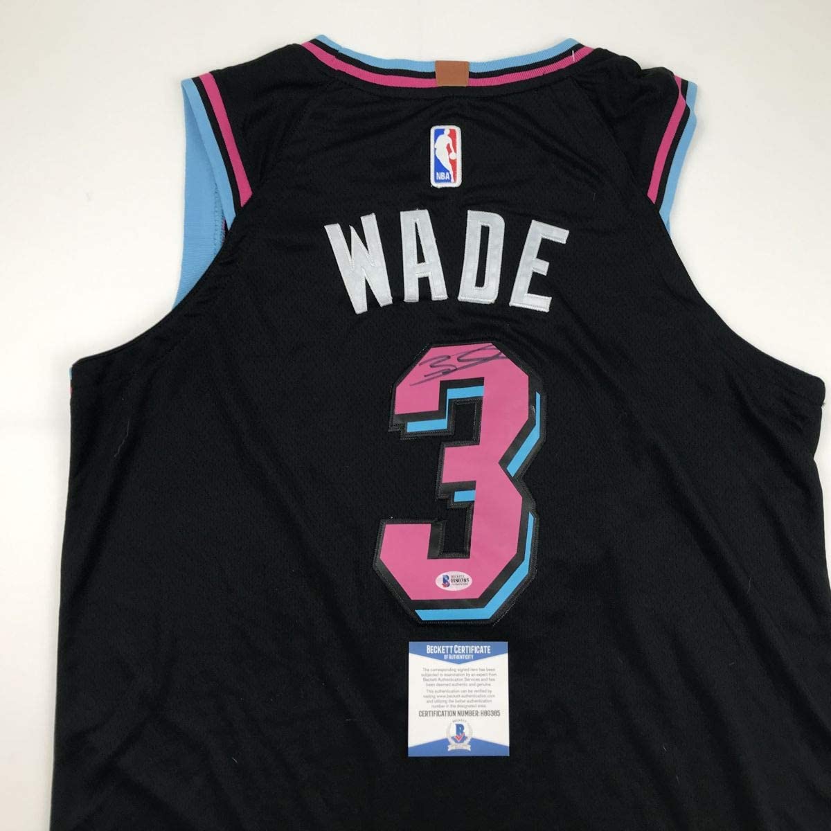 Autographed/Signed Dwyane Wade Miami Black Vice City Basketball Jersey JSA COA