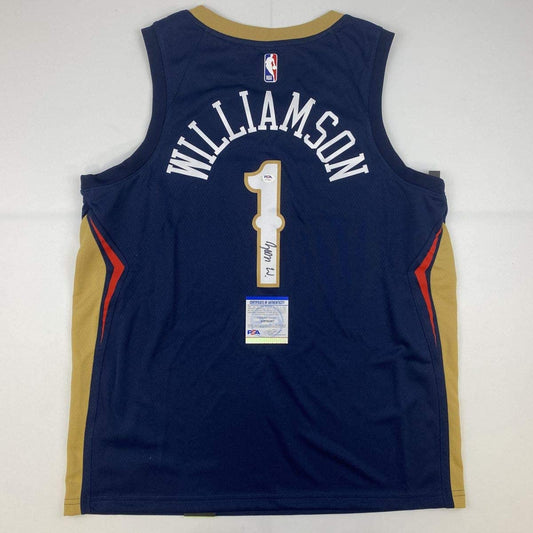 Autographed/Signed Zion Williamson New Orleans Blue Basketball Jersey PSA/DNA COA