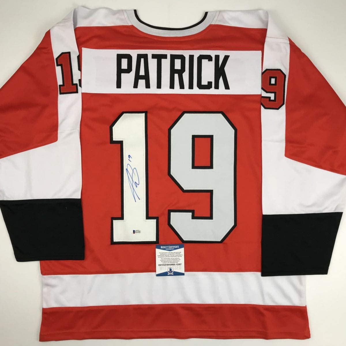 Autographed/Signed Nolan Patrick Philadelphia Orange Hockey Jersey Beckett BAS COA