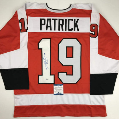 Autographed/Signed Nolan Patrick Philadelphia Orange Hockey Jersey Beckett BAS COA