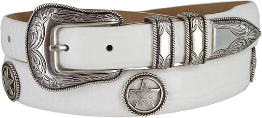 Tombstone Star Conchos Genuine Italian Calfskin Leather Golf Belt 1-1/8" wide