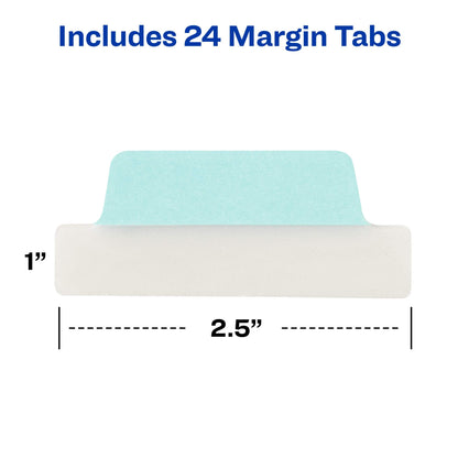 24pc Avery Margin Repositionable Tabs, 2.5x1", 2-Side Writable, Pastel Colors