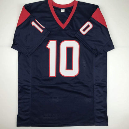 Autographed/Signed DeAndre Hopkins Houston Blue Football Jersey JSA COA