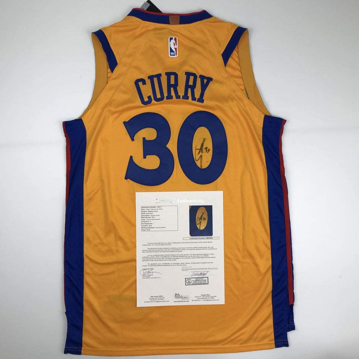 Autographed/Signed Stephen Steph Curry Golden State Chinese Heritage Yellow Basketball Jersey JSA COA/LOA