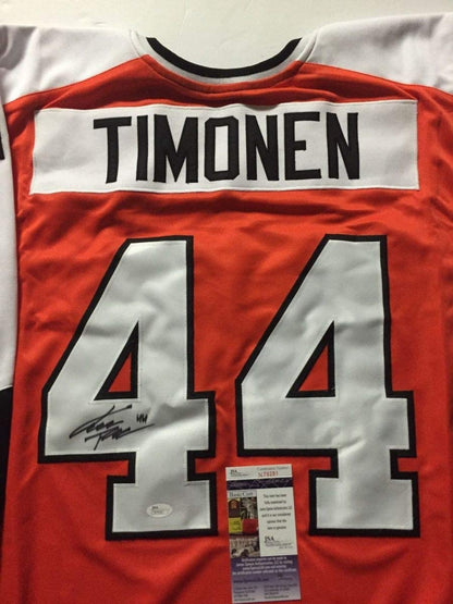 Autographed/Signed Kimmo Timonen Philadelphia Orange Hockey Jersey JSA COA