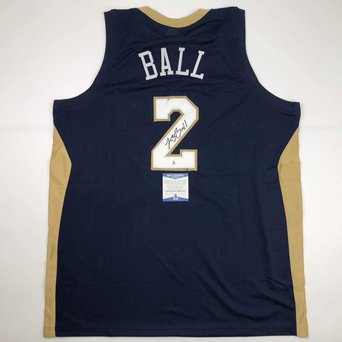 Autographed/Signed Lonzo Ball New Orleans Blue Basketball Jersey Beckett BAS COA