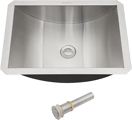 Undermount Bathroom Sink Stainless Steel - Lordear 18x13x5 Inch Vanity Bathroom Sinks Rectangle Under Couter Stainless Steel Lavatory Sink Basin with Drain