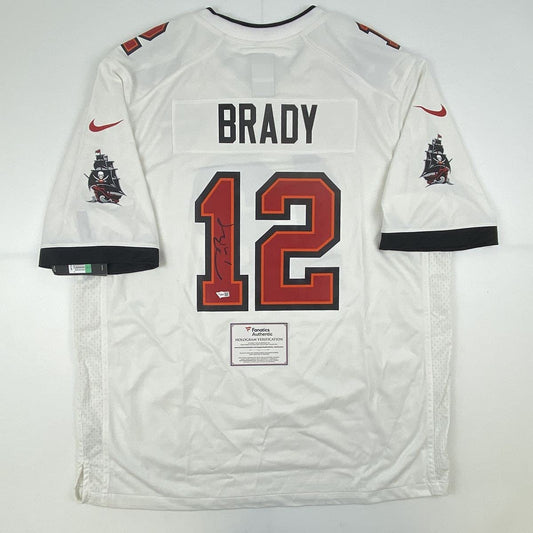 Autographed/Signed Tom Brady Tampa Bay Buccaneers White Authentic Nike Game Football Jersey Fanatics COA
