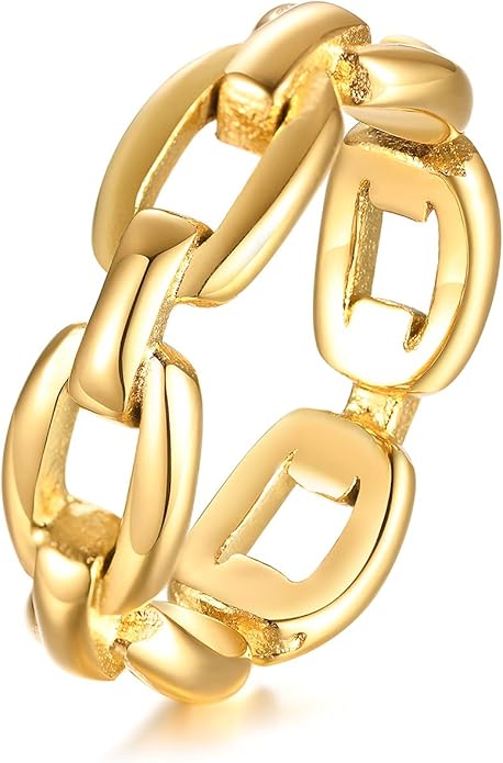 VNOX 18K Gold Plated Stainless Steel Cuff Link Ring for Women