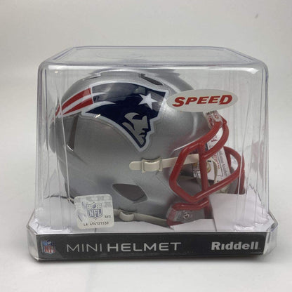Autographed/Signed Julian Edelman New England Patriots Football Mini Helmet JSA COA