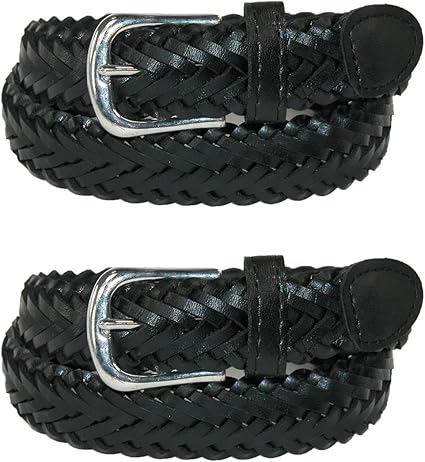 CTMŒ¬ Boys' Leather Braided Dress Belt (Pack of 2)