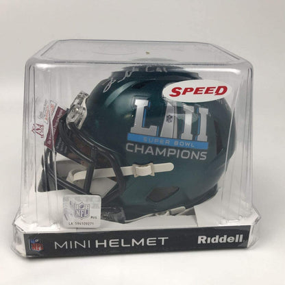 Autographed/Signed Fletcher Cox SB LII Champ Philadelphia Eagles Super Bowl 52 Mini Football Helmet JSA COA