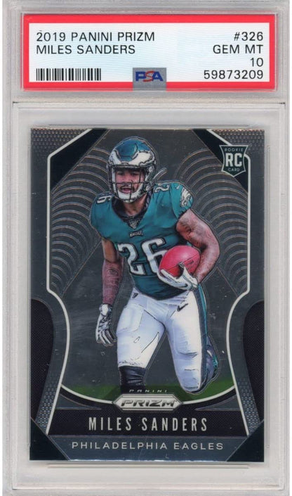 Graded 2019 Panini Prizm Miles Sanders #326 Rookie RC Football Card PSA 10 Gem Mint