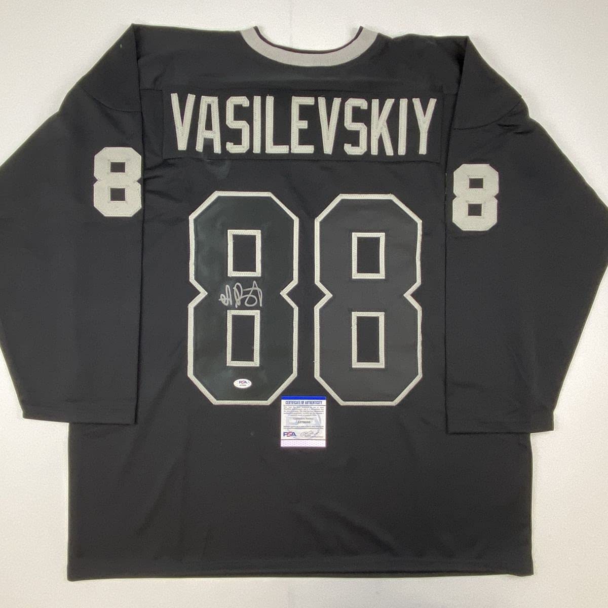 Autographed/Signed Andrei Vasilevskiy Tampa Bay Black Hockey Jersey PSA/DNA COA