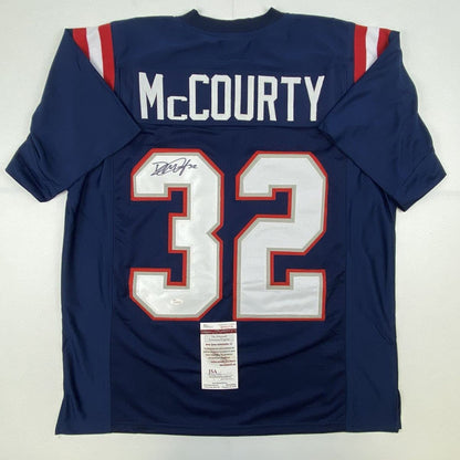Autographed/Signed Devin McCourty New England Blue Football Jersey JSA COA