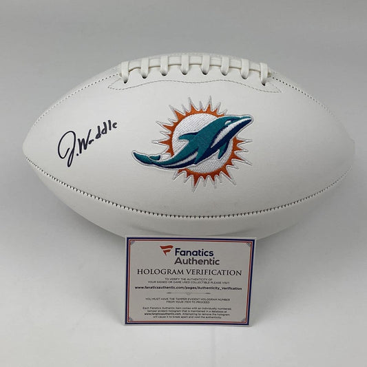 Autographed/Signed Jaylen Waddle Miami Dolphins Full Size F/S White Panel Logo Football Fanatics COA