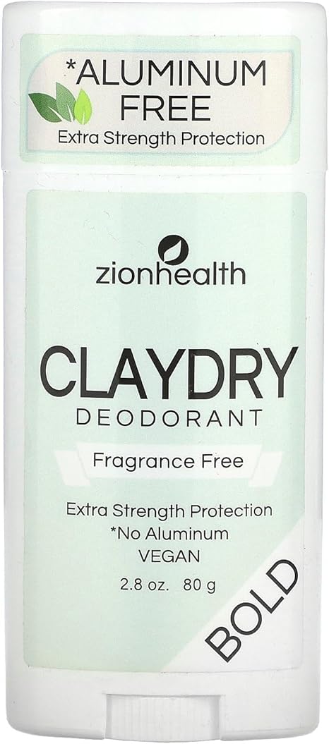 ClayDry Bold Fragrance Free Deodorant Zion Health 2.8 oz Stick